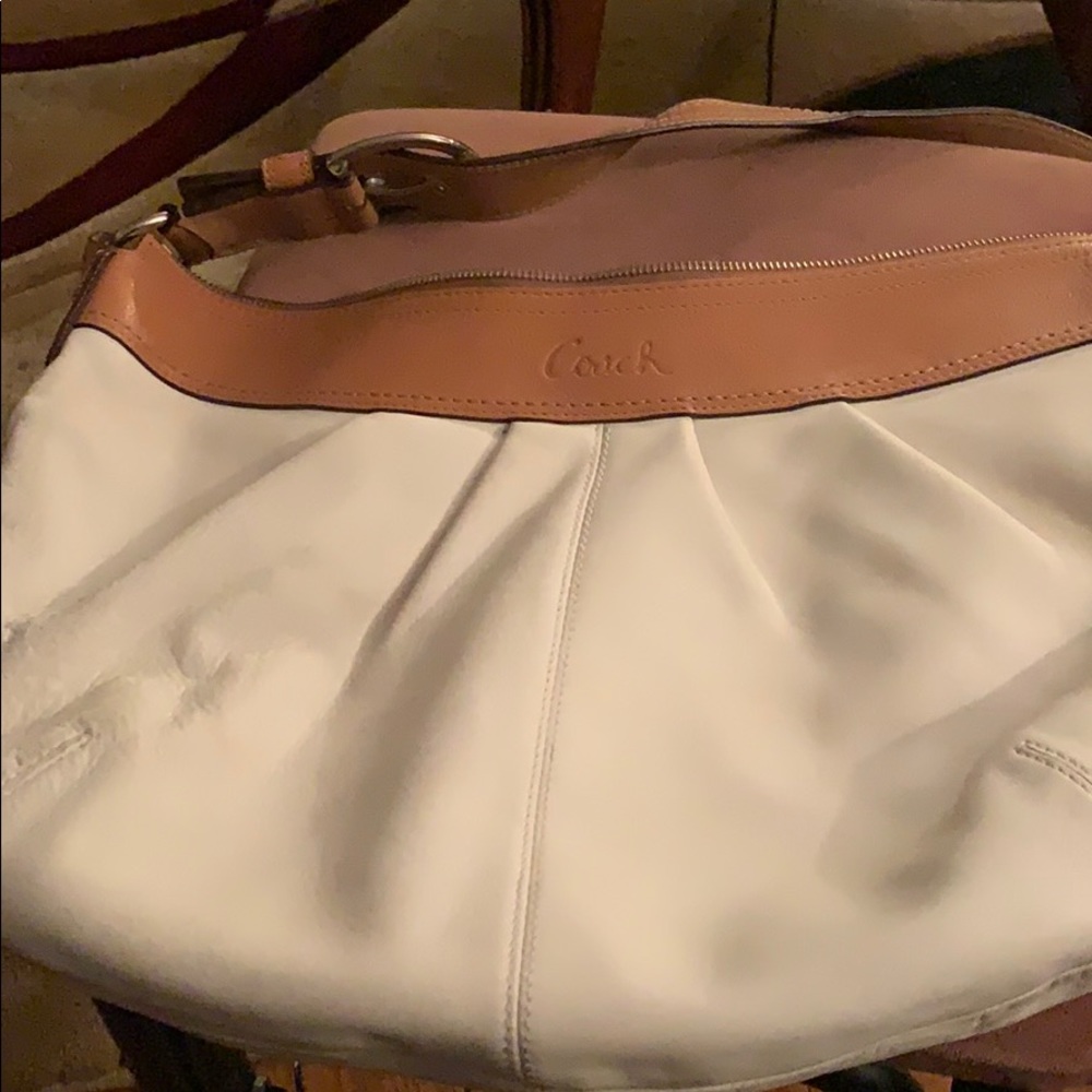 White coach leather bag